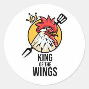 Lustige Hühnchen-König-Flügel-Fans Bbq-Drumstick-G Runder Aufkleber