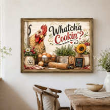 Lustige Hühner Hahn Farmhaus Küchenwand Kunst