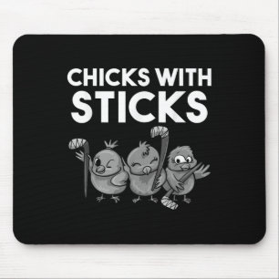 Lustige Hühner Mit Stöcken Hockey Mädchen Frauen G Mousepad