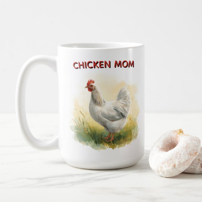 Lustige Hühner-Mutter-Farm  Kaffeetasse (Mit Donut)