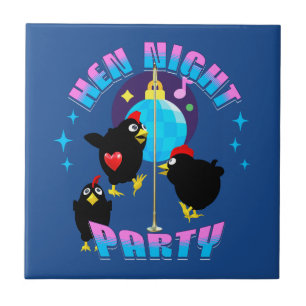 Lustige Hühner Nacht Hühnerparty Humor Fliese