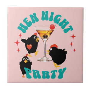 Lustige Hühner Nachtparty Lustiges Huhn Fliese