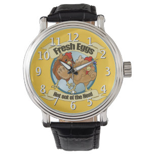 Lustige Hühner und neues Ei-Logo Armbanduhr