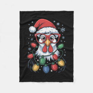 Lustige Hühner-Weihnachtsbaumlichter Santa-Hut Xma Fleecedecke