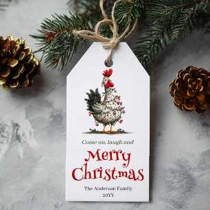 Lustige Hühner Weihnachtsgeschenk-Anhänger mit ind Geschenkanhänger