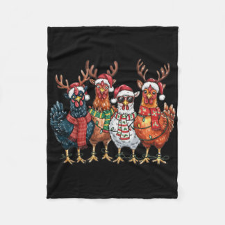 Lustige Hühner-Weihnachtslichter Bauernhof Tier Cu Fleecedecke