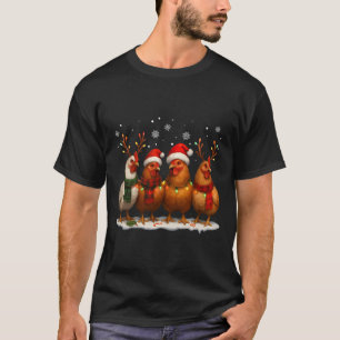Lustige Hühner-Weihnachtslichter Bauernhof-Tier Sü T-Shirt