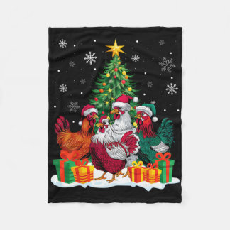 Lustige Hühner-Weihnachtslichter Baum Santa Hut Sc Fleecedecke