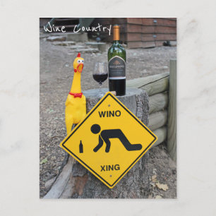 Lustige Hühner-Wein-Land-Postkarte! Postkarte