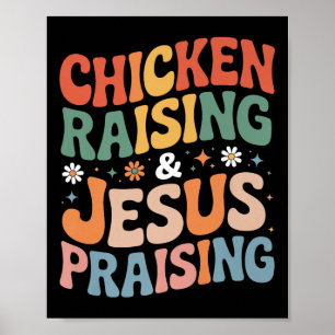Lustige Hühneraufzucht & Jesus Preisender Humo Poster