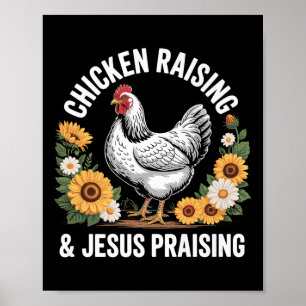 Lustige Hühneraufzucht & Jesus preisender Humo Poster