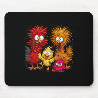 Lustige Hühnerfamilie, verrückte Hühner-Cartoon-Gr Mousepad