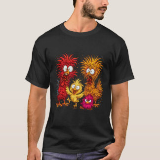 Lustige Hühnerfamilie, verrückte Hühner-Cartoon-Gr T-Shirt