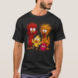 Lustige Hühnerfamilie Verrückte Hühner Cartoon T-Shirt