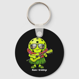 Lustige Hula-Pickleball-Hawaiian-Maskottchen-Grafi Schlüsselanhänger