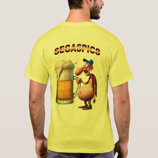 Lustige Humorfigur mit Biermaß T-Shirt (Rückseite)