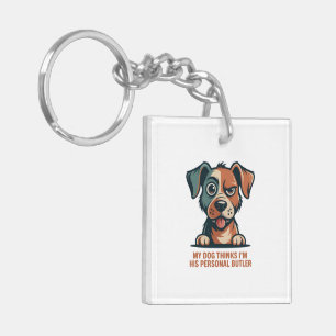 Lustige Hund-Butler-Zitat-Illustration Schlüsselanhänger