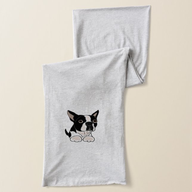 Lustige Hündchen-Kunst Bostons Terrier Schal (Links)
