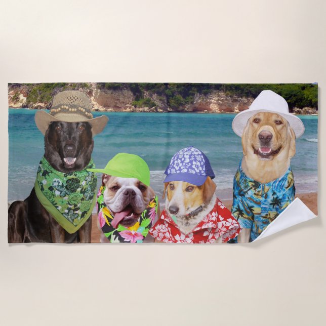 Lustige Hunde auf dem Strand-Badetuch Strandtuch (Vorderseite)