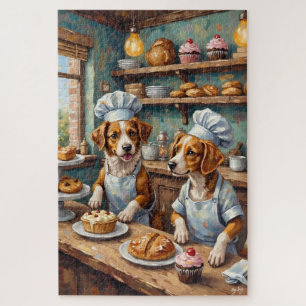 Lustige Hunde-Bäckerei-Szene - Süße Hundefan-Kunst