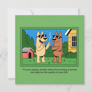 Lustige Hunde besitzen menschliche Cartoon-Zitate Feiertagskarte
