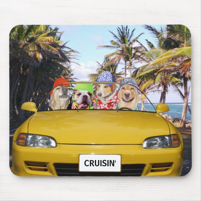 Lustige Hunde Cruisin Mousepad (Vorne)
