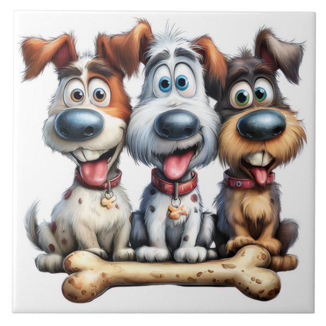 lustige Hunde Fliese (Vorderseite)