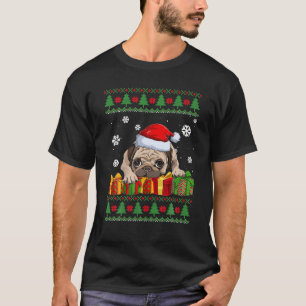 Lustige Hunde Liebhaber Süße Pug Weihnachtsmann Hu T-Shirt