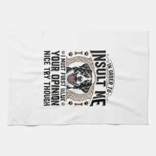 Lustige Hunde Meinung Vintage T-Shirt Design_1 Geschirrtuch