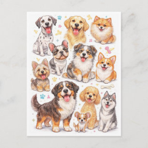 Lustige Hunde. Postkarte