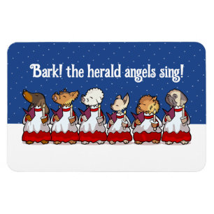Lustige Hunde singen Weihnachtslieder Pug Pomerani Magnet