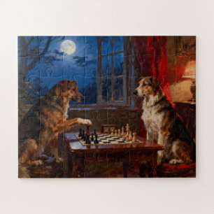 Lustige Hunde spielen Schach Hunde Liebhaber Gesch