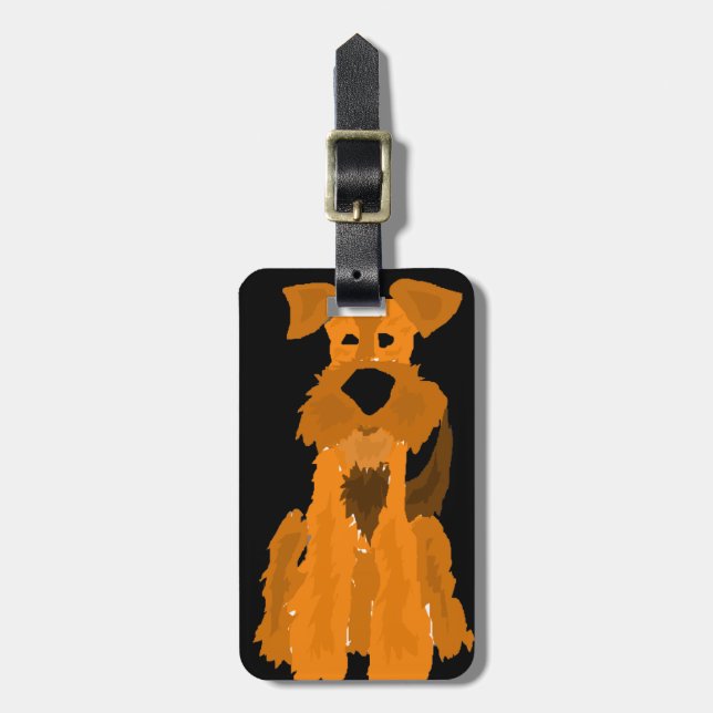Lustige Hundekunst Airedales Terrier Gepäckanhänger (Vorderseite vertikal)