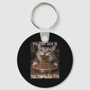 Lustige hungrige Katzen-Meme vor dem Katzenklo-Cha Schlüsselanhänger