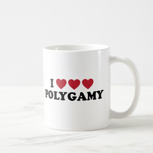 Lustige i-Herz-Polygamie Kaffeetasse (Rechts)
