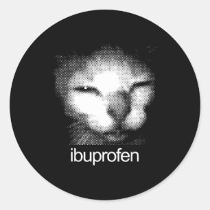 Lustige Ibuprofen-Katze Meme Retro Hässliches Katz Runder Aufkleber