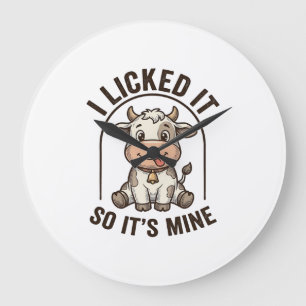 Lustige Ich-Habe-Es-geleckt-Kuh-Vintage-Farm-Shirt Große Wanduhr