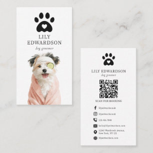 Lustige Illustration Hund Hundefriseur Pfotenabdru Visitenkarte