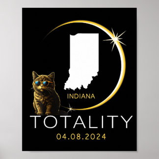 Lustige Indiana Totale Sonnenfinsternis Katze Poster