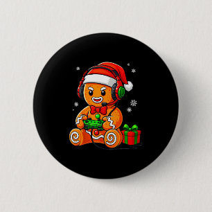 Lustige Ingwerbrot-Gaming-Pyjamas Weihnachten Xma Button