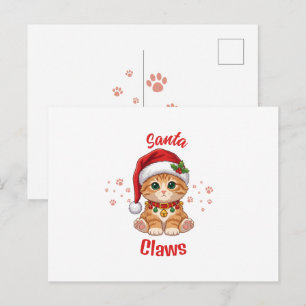Lustige Ingwerkatze Weihnachten Santa Hut Wortspie