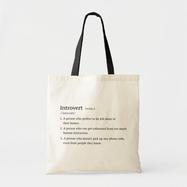 Lustige Introvert Definitions-Taschen-Tasche Tragetasche (Vorne)