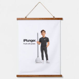 Lustige iPlunger-Tech-Parodie-Badezimmerposter-Kun Wandteppich Mit Holzrahmen