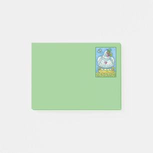 LUSTIGE IRLÄNDISCHE HENNE, GRÜNE EIER UND KLEEBLÄT POST-IT KLEBEZETTEL
