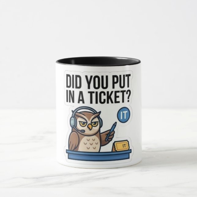 Lustige IT-Support-Eule-Kaffeetasse - "Haben Sie e Tasse (Zentrum)