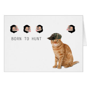Lustige Jäger-Katzen-Karte