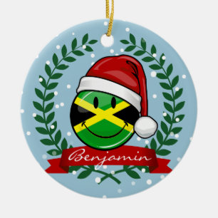 Lustige jamaikanische Flaggen-Weihnachtsart Keramikornament