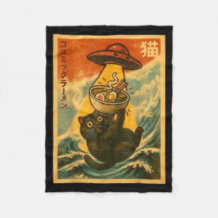 Lustige japanische Anime-Ufo-Katzen-Ramen Männer F Fleecedecke
