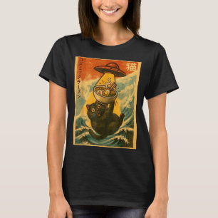 Lustige japanische Anime-UFO-Katzen-Ramen Männer F T-Shirt