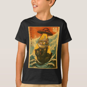 Lustige japanische Anime-Ufo-Katzen-Ramen Männer F T-Shirt
